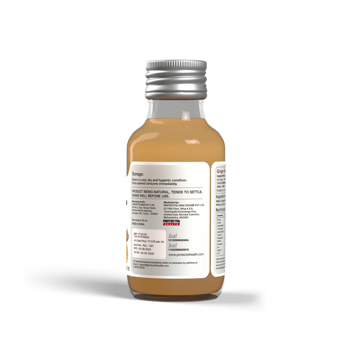 Happnin Hlth Ginger & Turmeric Wellness Shot Combo | Cold Pressed Ginger, Turmeric, Honey & Lemon | No Added Sugar, No Preservatives | 40ml Each | Immunity & Daily Wellness Shots