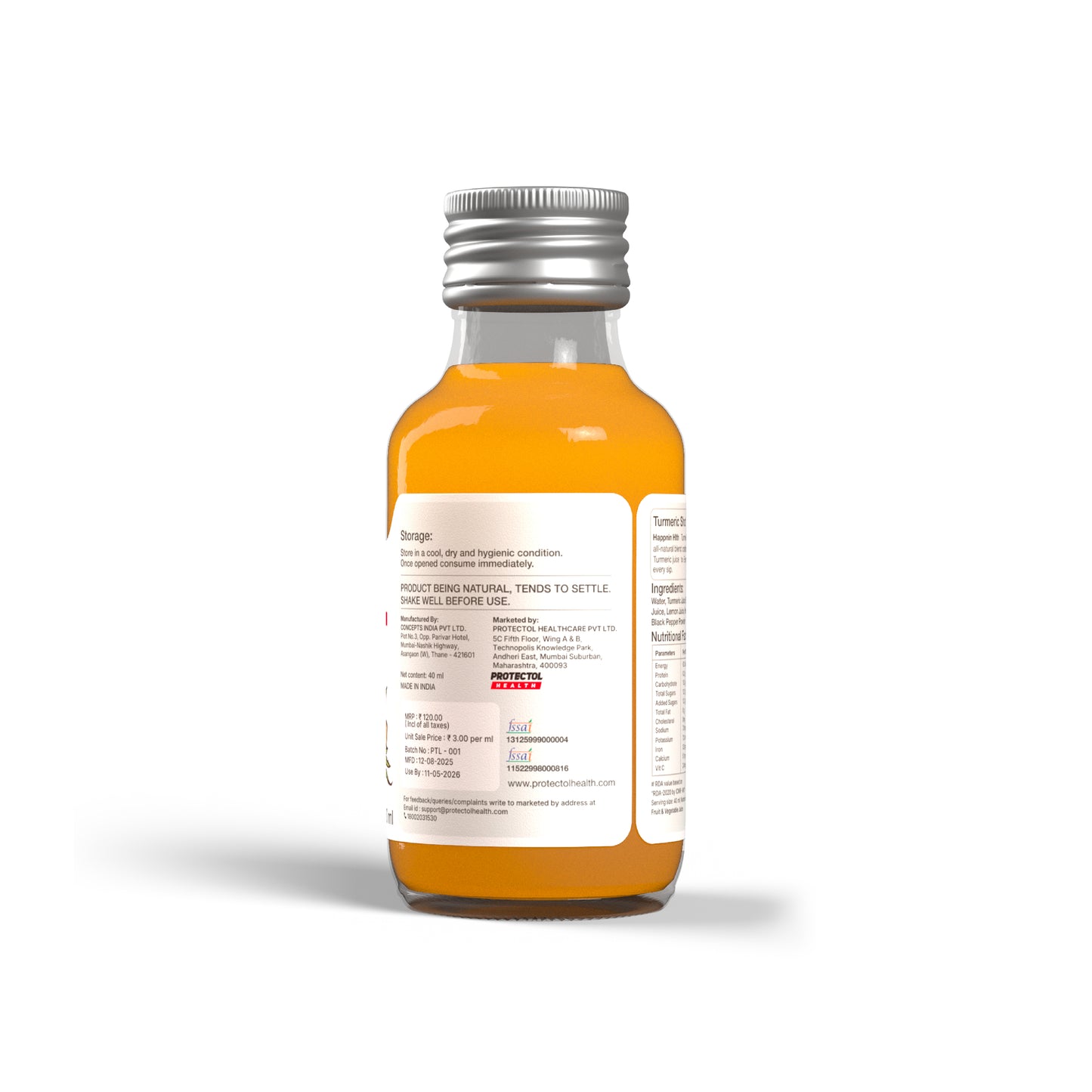 Happnin Hlth Ginger & Turmeric Wellness Shot Combo | Cold Pressed Ginger, Turmeric, Honey & Lemon | No Added Sugar, No Preservatives | 40ml Each | Immunity & Daily Wellness Shots